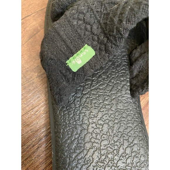 Sanuk Yoga Double Strap Wide womens black flip flops size 10 Summer Casual Comfy - Picture 3 of 5